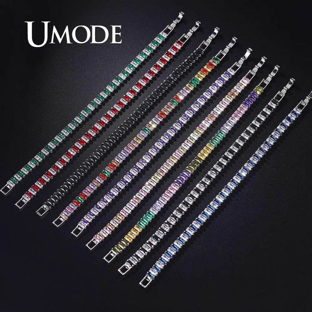 UMODE New Rainbow Crystal Tennis Bracelets For Women Bracelet Set Colorful Zirconia Femme Bridal Wedding Jewelry UB0181AX