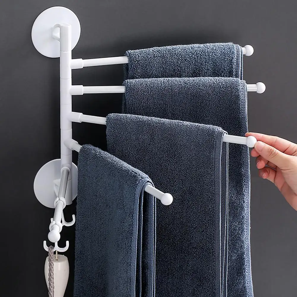 Wall Mount Punch Free Adhesive Bathroom Towel Holder Hanger Shelf Rack Organizer