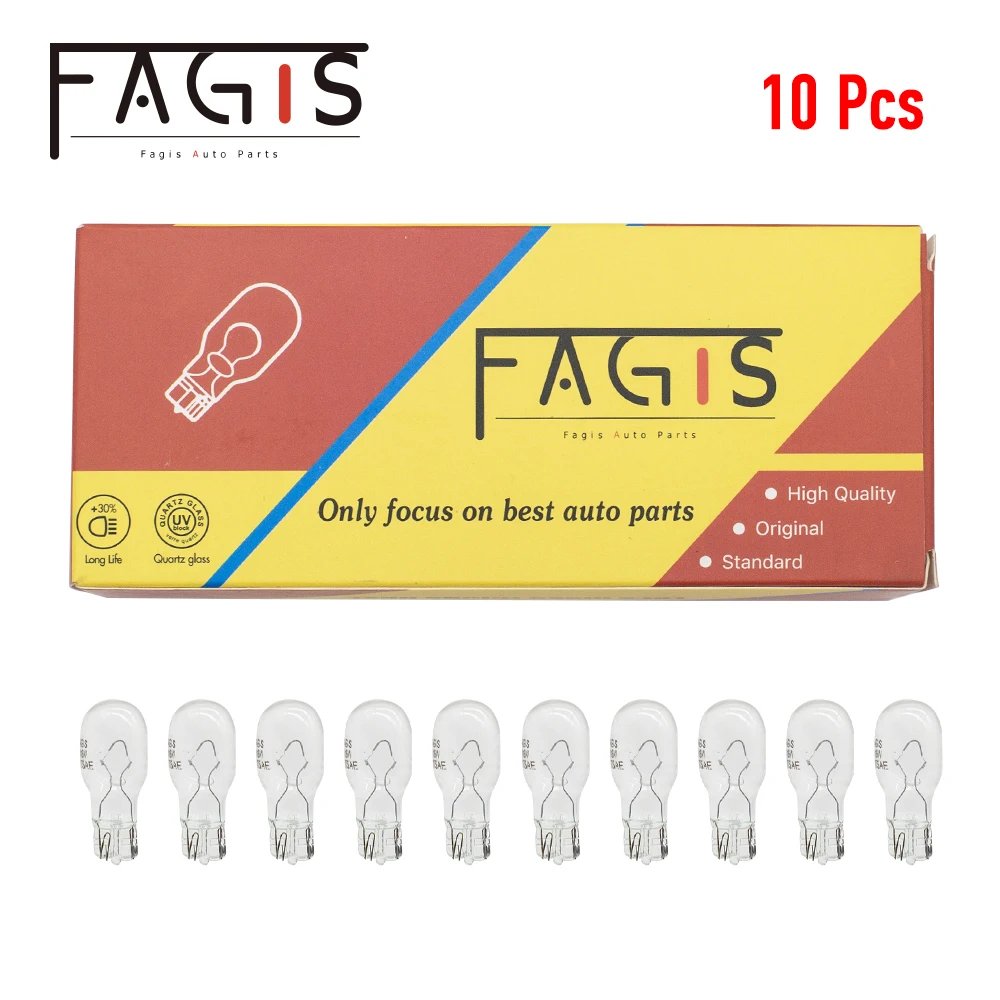 Fagis 10 قطعة الزجاج الشفاف الدافئة الأبيض T15 W16W مصباح هالوجين 12 فولت 16 واط الداخلية ضوء التخليص ضوء مصابيح الهالوجين