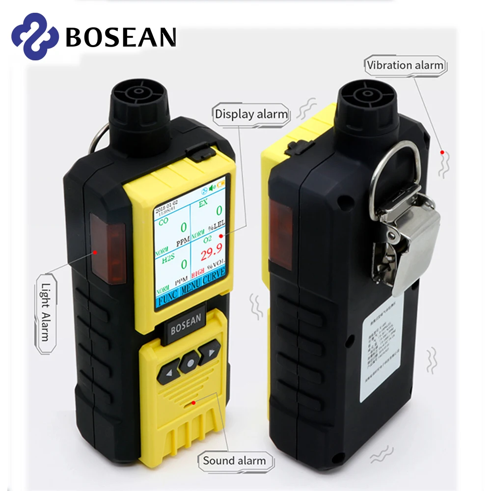 Pumping 4 in 1 Gas Detector Multifunctional Portable EX  H2S CO O2 Four Alarm methods explosion-proof  Alarm detector