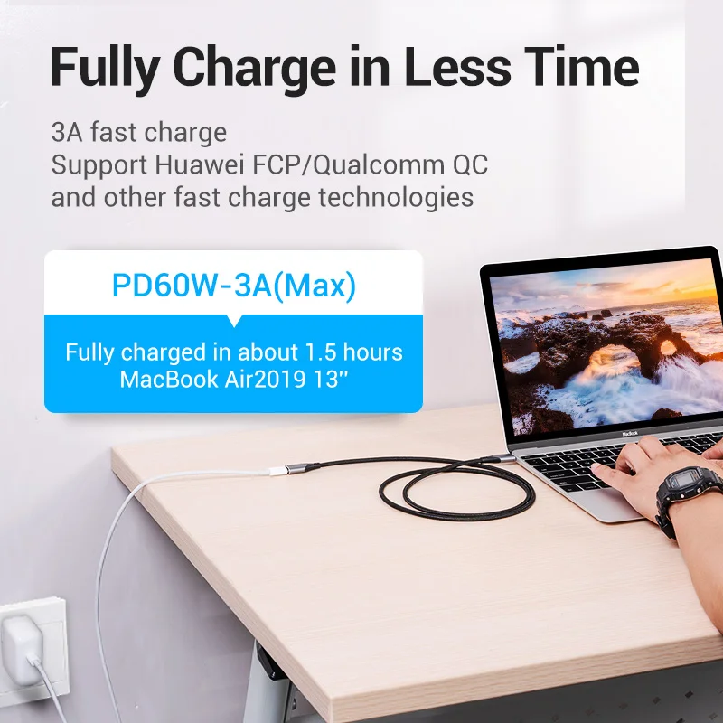 Przedłużacz VENTION USB C męski na żeński przedłużacz typu C Thunderbolt 3 4K do MacBooka Przedłużacz typu C 3.1