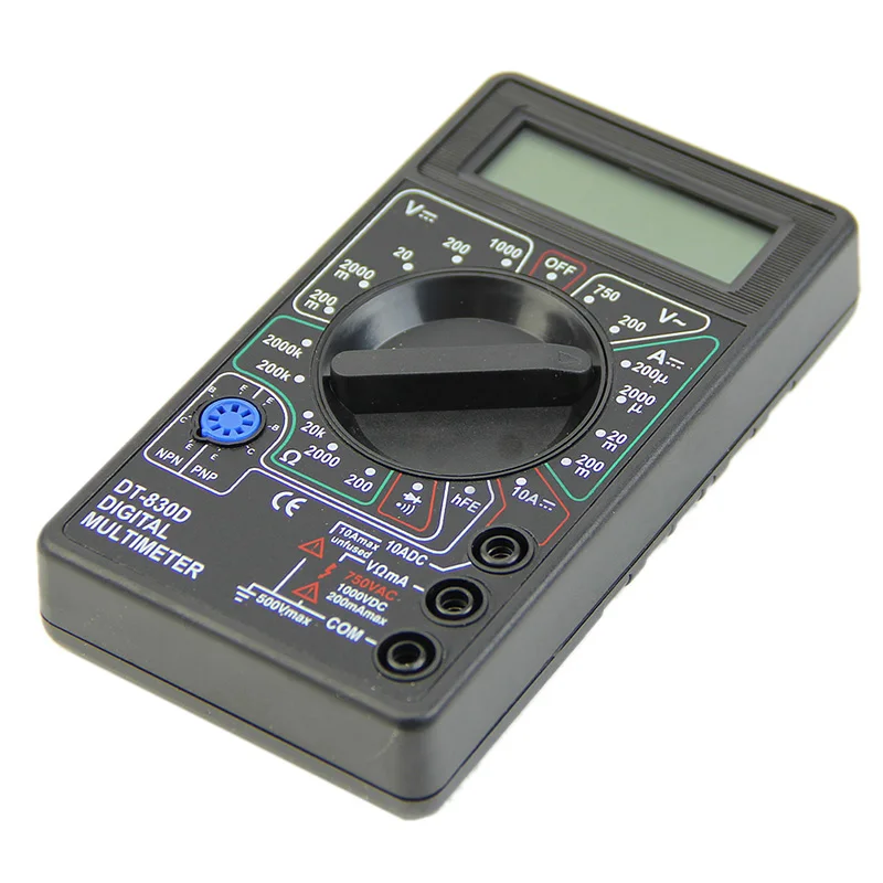 DT-830D Digital Multimeter with Buzzer Square Wave Output Voltage Ampere Ohm Tester Probe DC AC LCD Overload protection