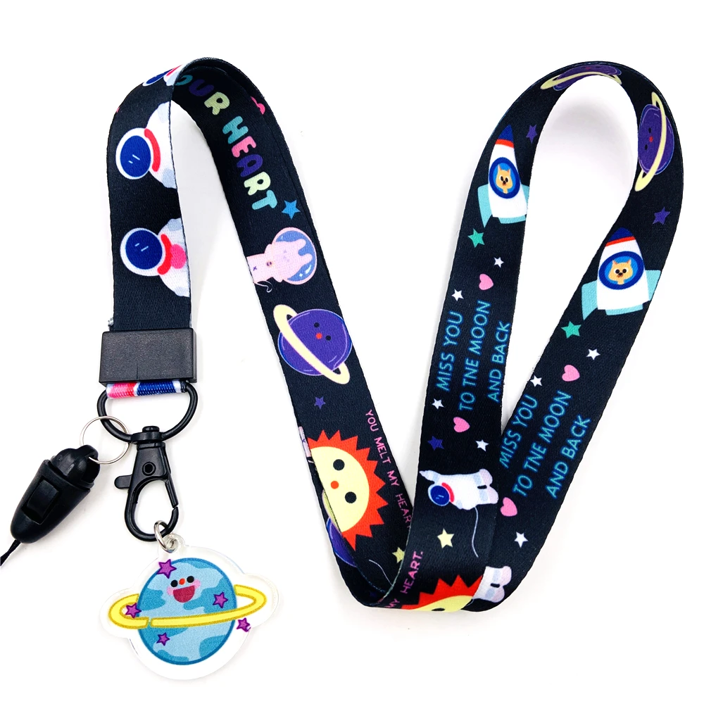 Kawaii Universe Galaxy Space Astronaut Lanyard with Black Lobster Clasp | Cute Lanyard | Cute Key Holder