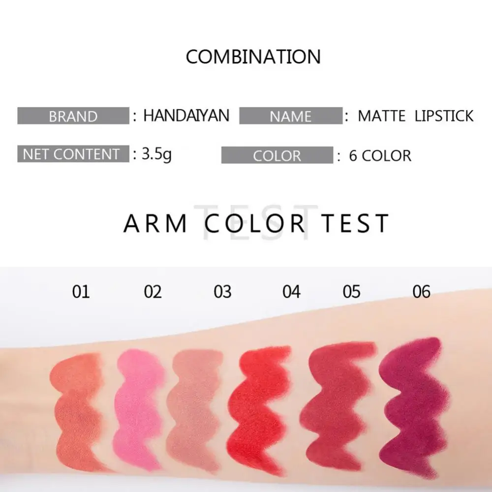 80% Hot Sale HANDAIYAn Matte Long Lasting Non Sticky Waterproof Lipstick Lip Gloss Cosmetic