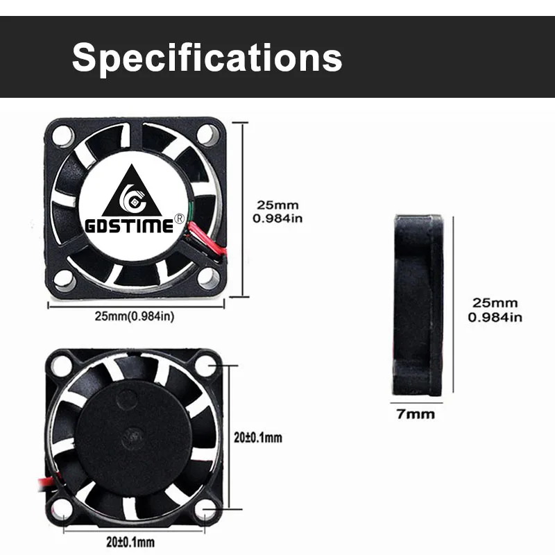 Gdstime 10 шт. 25 мм микро-осевой Радиатор 25x25x7 мм 2507 5 в DC бесщеточный вентилятор охлаждения 25 мм x 7 мм охлаждающий вентилятор