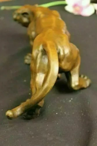 Estatua artística de bronce para coleccionistas, figura de gato grande de Jaguar Panther, leopardo, Cougar