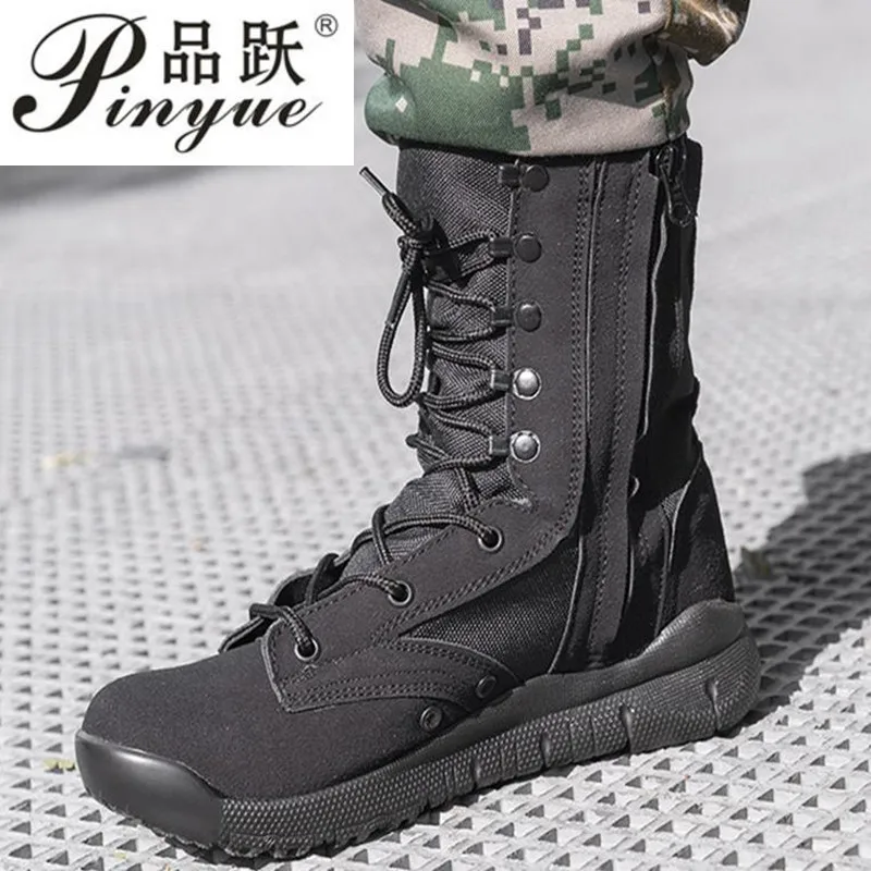 men black Cow suede comfortable outdoor boots with side zipper Work Safety Desert Shoes size 37-46