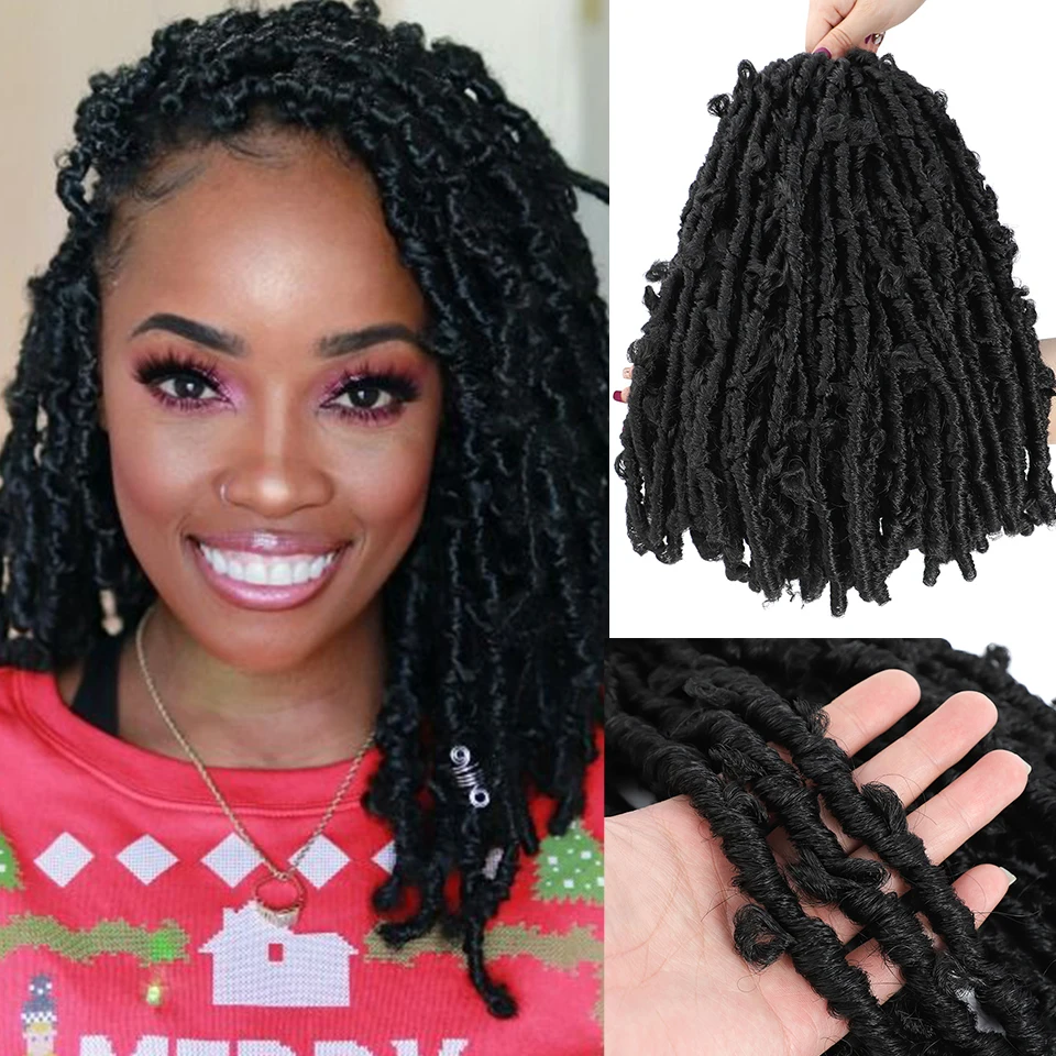 

Butterfly Locs Crochet Hair 14inch Pre Looped Distressed Locs Bob Crochet Braids Short Crochet Locs Hair Synthetic Braiding Hair