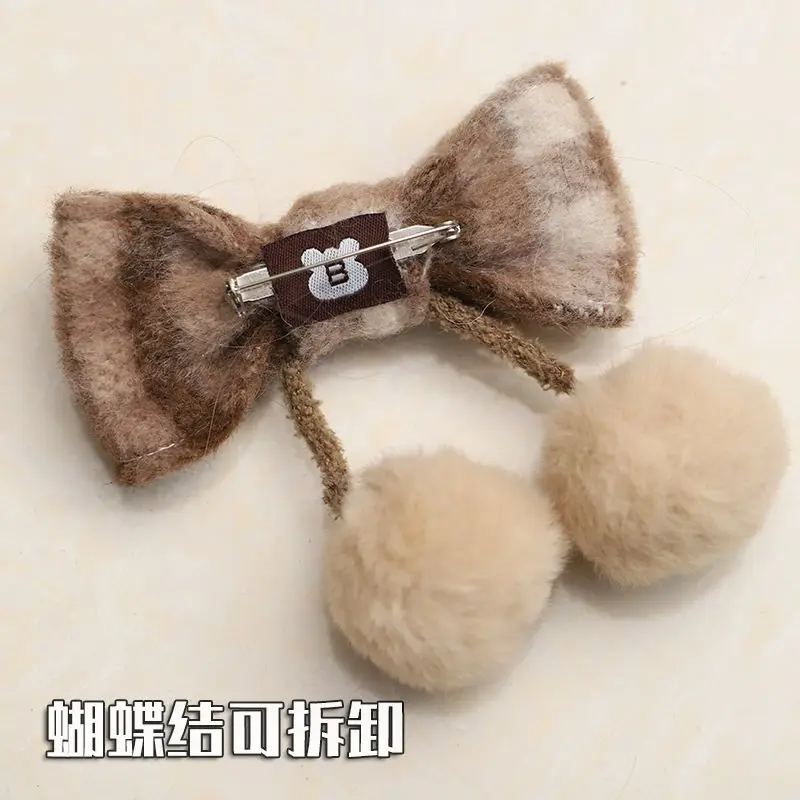 Plaid beret British fashion Japanese woolen bow hat female autumn and winter joker