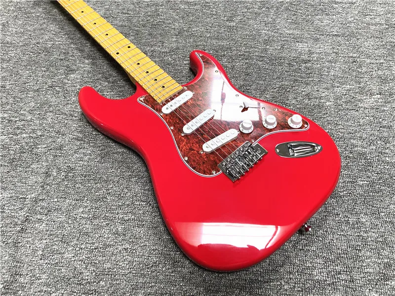 Classic red electric guitar retro Maple xylophone neck red guard plate single rocker bridge can be customized