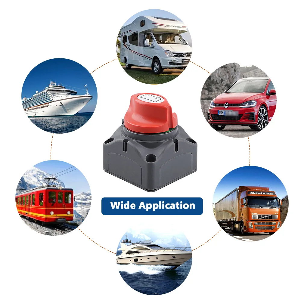 (On/Off) DC 12V-60V 100A-300A Car RV Boat Marine Battery Selector Isolator Disconnect Switch Rotary Cut Battery Circuit Cutter