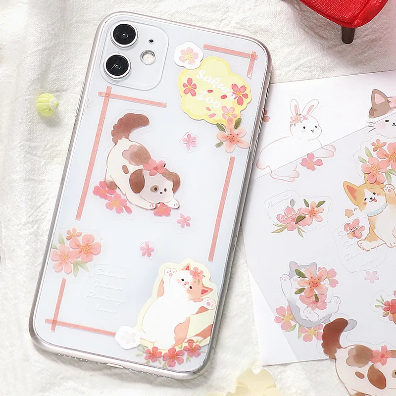 Kawaii Cherry Blossom Sticker Kleine Verse Patroon Briefpapier Hand Account Collage Decoratie Sticker Leuke Hand Account Sticker