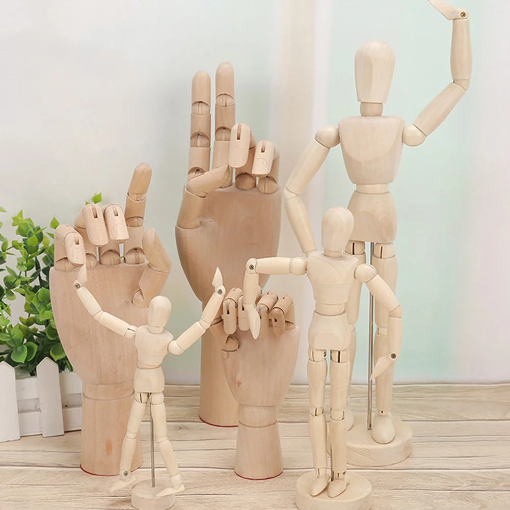 Drawing Sketch Mannequin Model Movable Limbs Wooden Hand Body Draw Action Toys Figures Home Decor Artist Models Jointed Doll