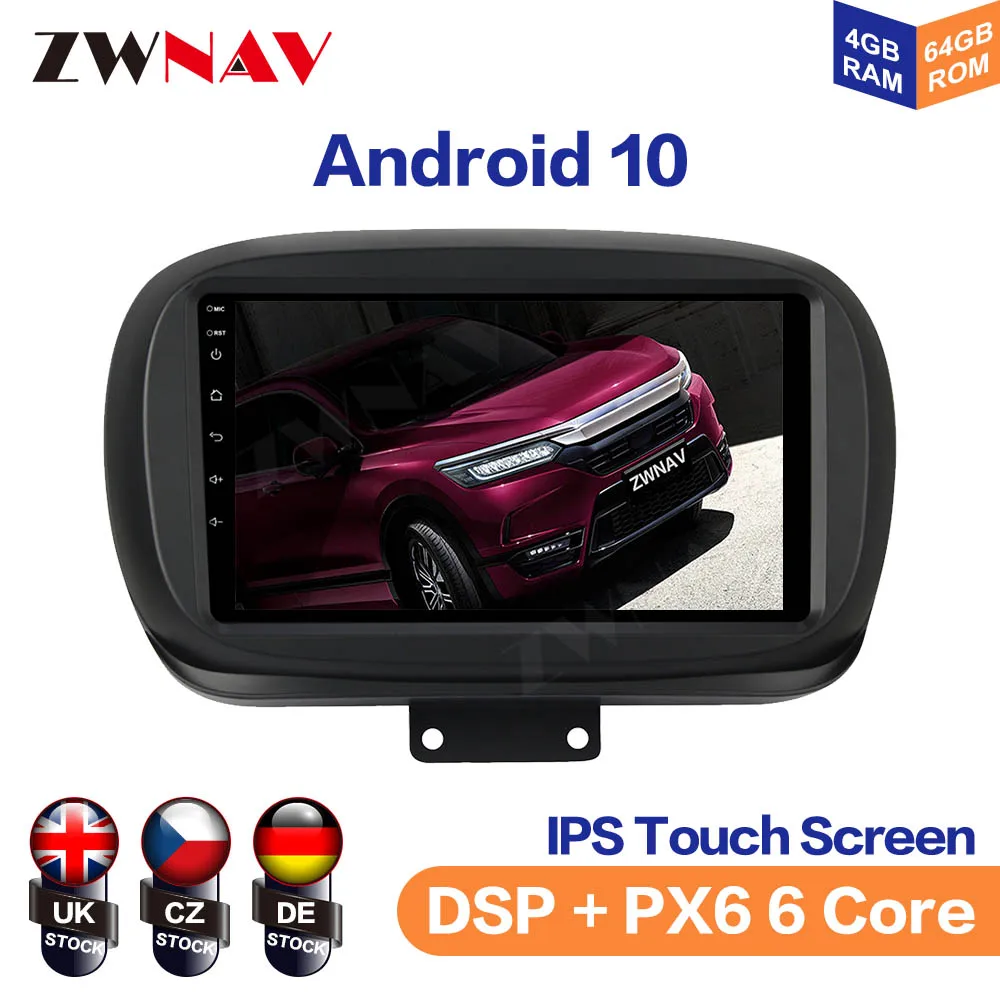 Android 10 IPS Screen For Fiat 500X Screen Car Multimedia Player Navigation Audio Radio Stereo Head Unit