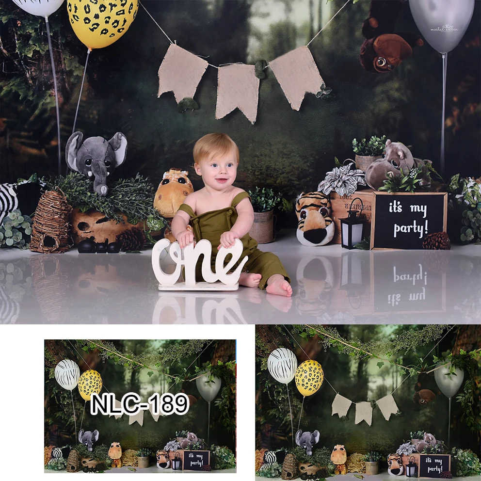 

Jungle Safari Wild One 1st Birthday Baby Shower Newborn Custom Portrait Photographic Backgrounds Photography Backdrops