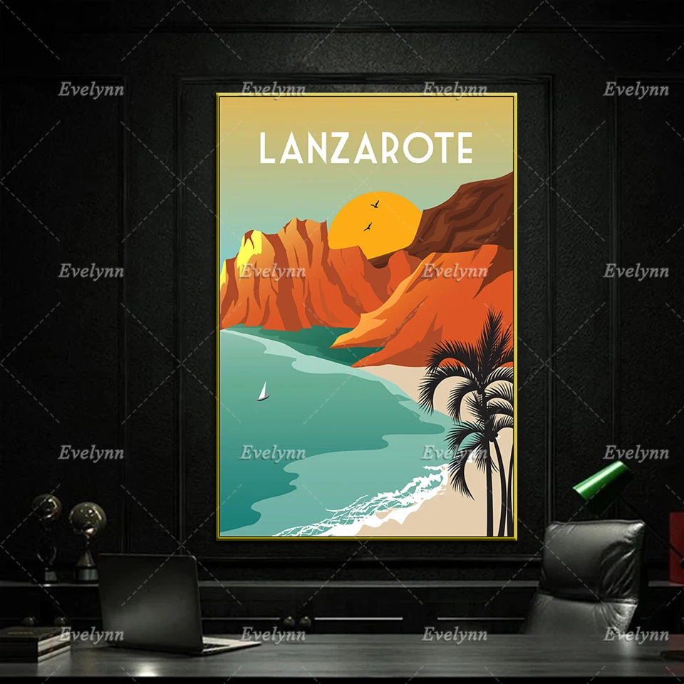 Lanzarote Poster, Lanzarote Print, Canary Islands Print, Lanzarote Travel Poster, Home Decor Canvas Wall Art Prints Unique Gift