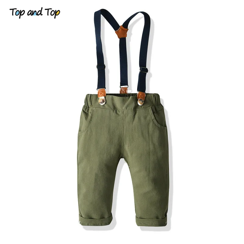 Top and Top Autumn Boys Clothing Set Long Sleeve Striped Bowtie Shirt Tops+Suspender Trousers Baby Kid Formal Gentleman Suit