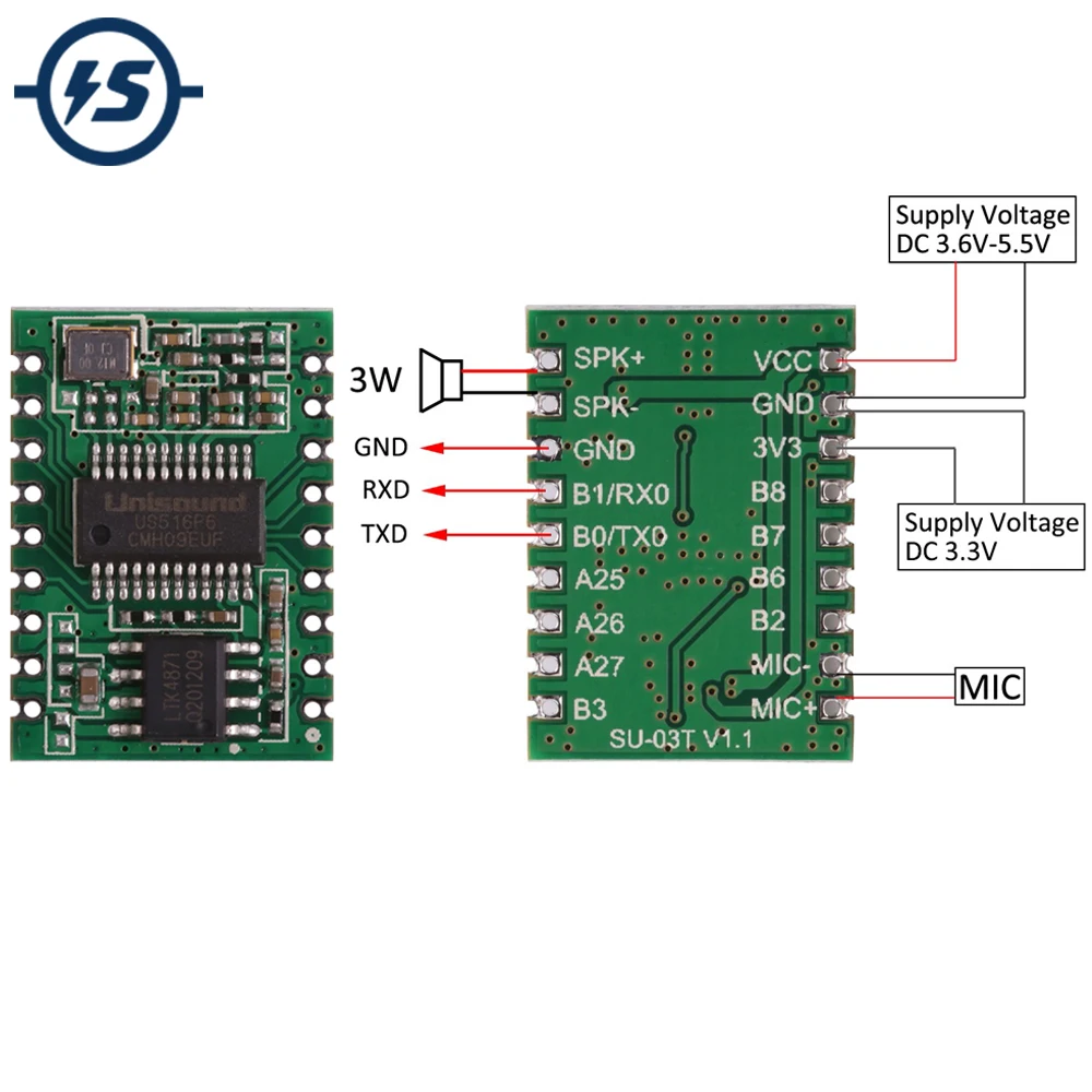 AI Intelligent Speech Recognition Module Offline Voice Control Module Recognition Chip for Air Conditional Power Socket Light