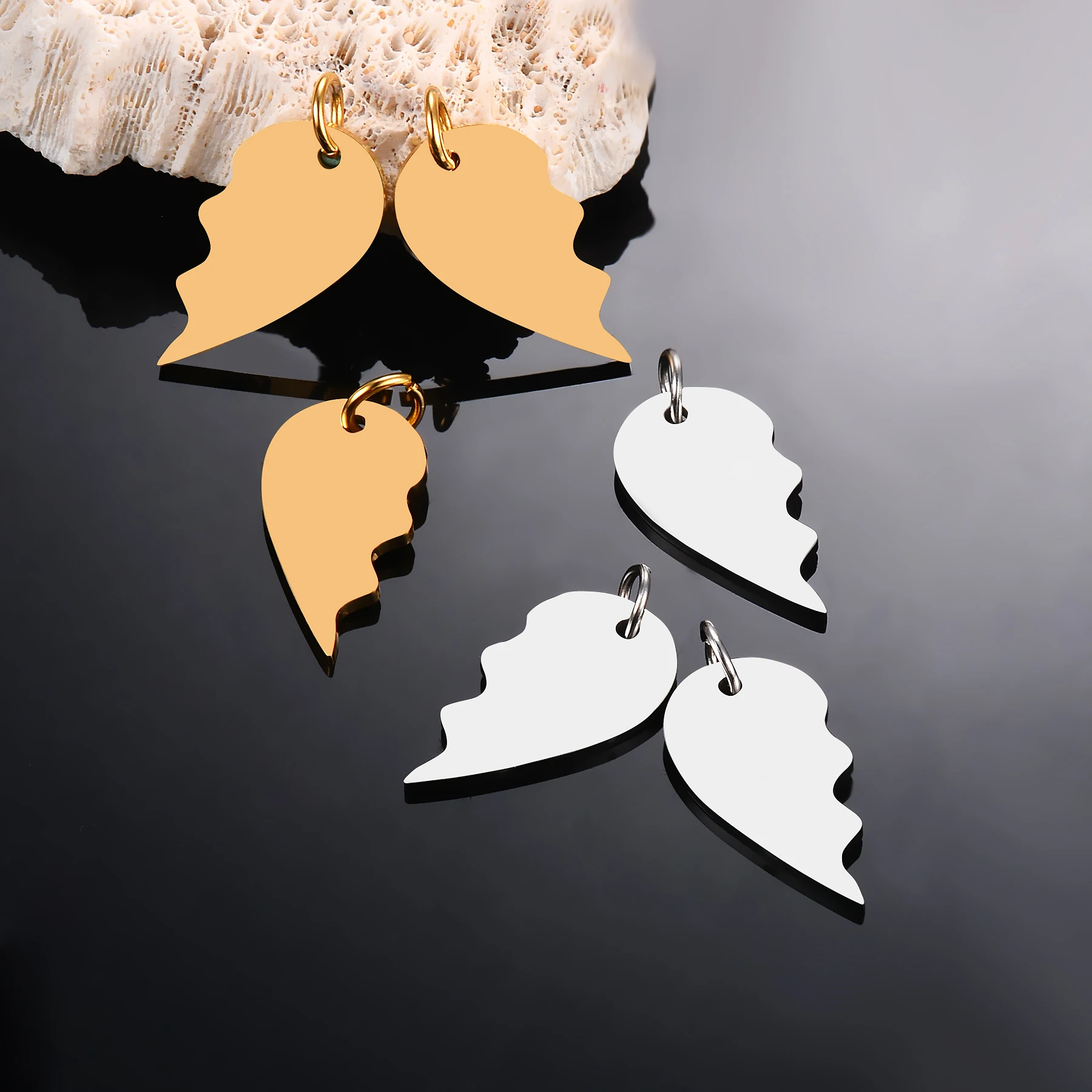 10 pcs Stainless Steel Angel Wing Blank ID Dog Tags Necklace  ID Pendant  Jewelry DIY Charm Wing Jewelry Wholesale Dropship