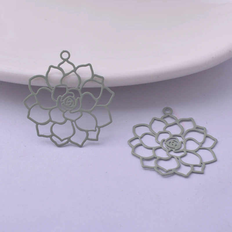 50 Stück AC11616 24*26mm Rosenblüten-Anhänger Filigran-Anhänger Ohrring-Teile – Detail 4