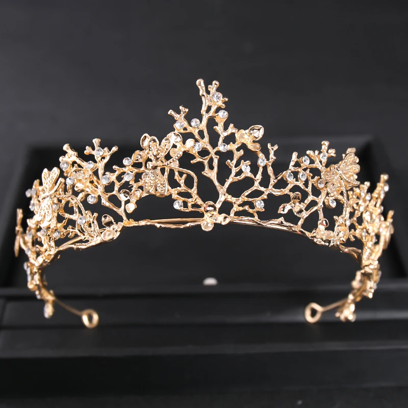 Baroque Vintage Crystal Crown Tiara Rhinestone Princess Butterfly Prom Crowns And Tiaras Bridal Wedding Hair Accessories Jewelry