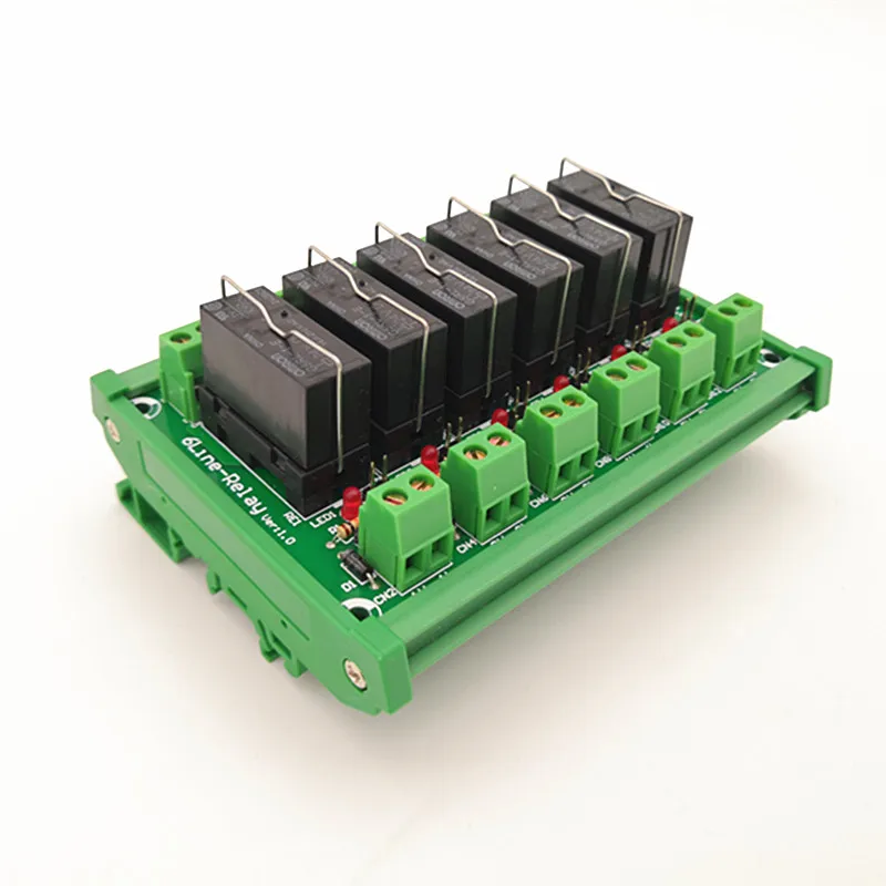 

DIN Rail Mount 6 SPDT 16A Power Relay Interface Module,G5RL-1-E 24VDC Relay.