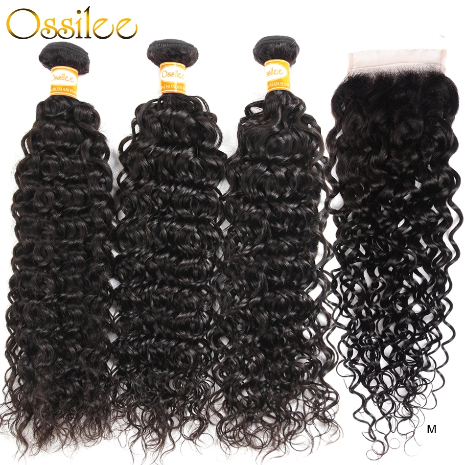 Ossilee-mechones de pelo rizado malayo con cierre, extensiones de cabello humano, Remy, proporción media, 3/4 unidades