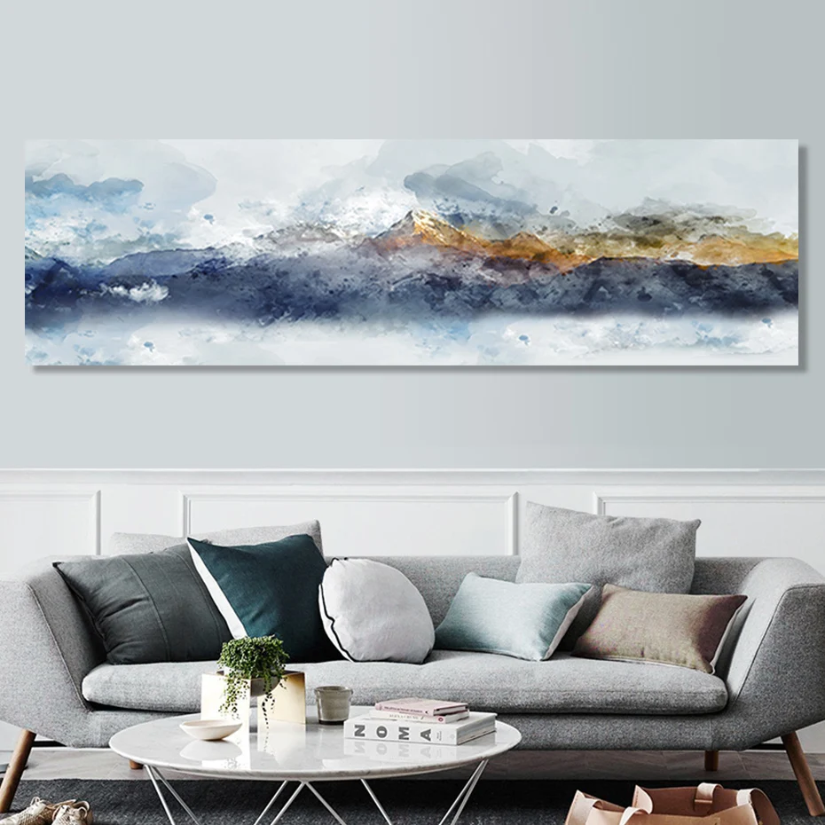 

Long Landscape Abstract Mountain Sofa Background Canvas Paintings Poster Print Wall Art Pictures Living Room Home Decor NO FRAME