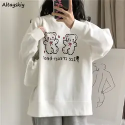 Hoodies Women Lovely Cartoon Simple Soft Loose O-neck Schoolgirls Kawaii Clothes Daily Casual All-match Popular Femme Sweatshirt