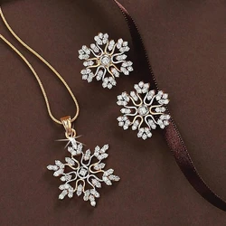 925 Sterling Silver Fashion Snow Flower Jewelry Set For Women Girls Pendant Necklace Earrings Set Trendy Wholesale