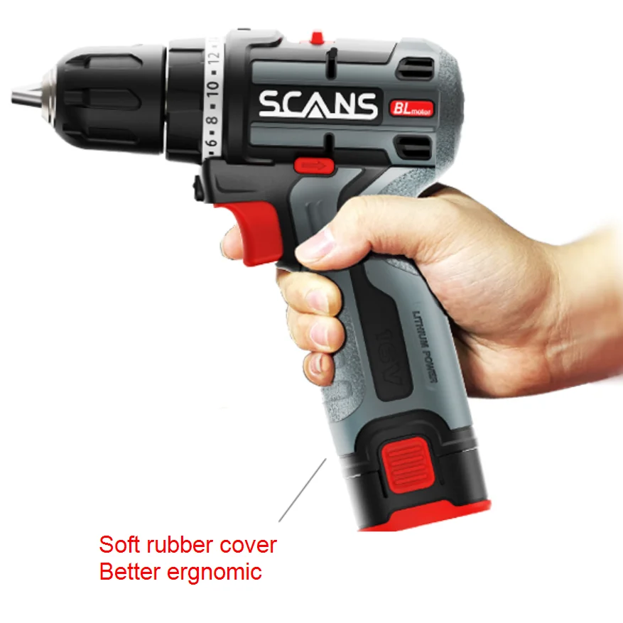 SCANS S160 16V Brushless Drill 40Nm  2.5Ah Li-ion Battery Mini Drill wood/steel Power Tools/ home improvement/installation