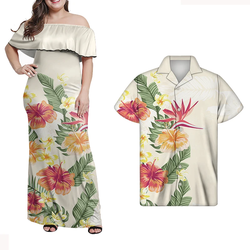 HYCOOL Hibiscus Print Elegant Dress Women For Wedding Party  Sexy Off Shoulder White Maxi Dress Womens Clothes New Arrival 2022