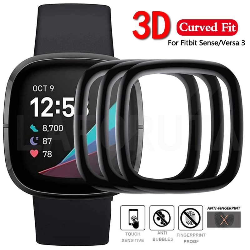 Film untuk Fitbit Versa 3/4 Sense Sampul Film Pelindung Tepi Lengkung Lembut Pelindung Layar Cakupan Penuh Fitbit4/Sense2 (Bukan Kaca)