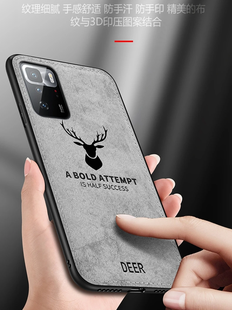 For Xiaomi POCO M3 Pro X3 GT 5G F3 Case Hard fabric Deer With Lanyard Skin Protect Back Cover Case for xiaomi redmi note 10 pro