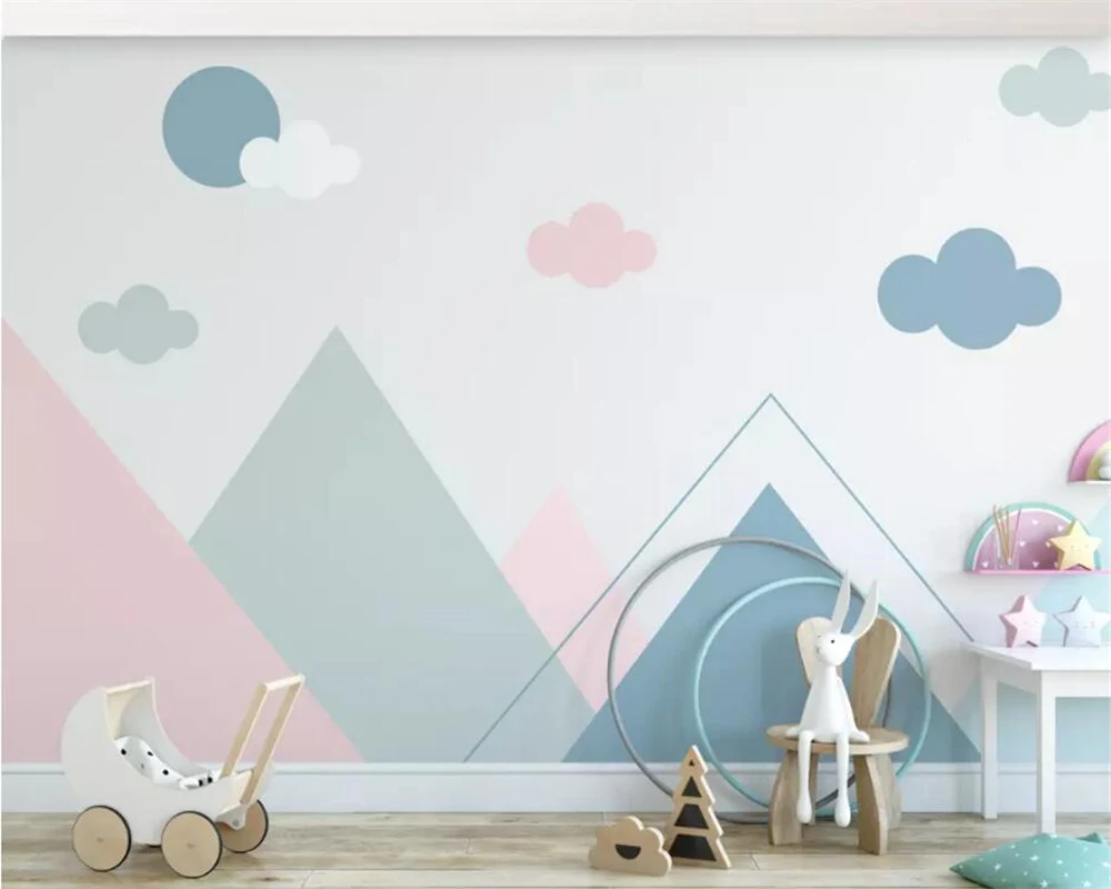 

beibehang Custom bedroom geometric triangle children's room simple nordic pink wallpaper wall papers home decor papier peint