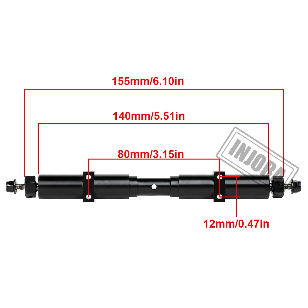 INJORA Metal RC samochód niezasilany tylna oś 133.5mm/155mm/182mm dla 1:14 Tamiya przyczepa do ciągnika 1/10 RC samochodów DIY części