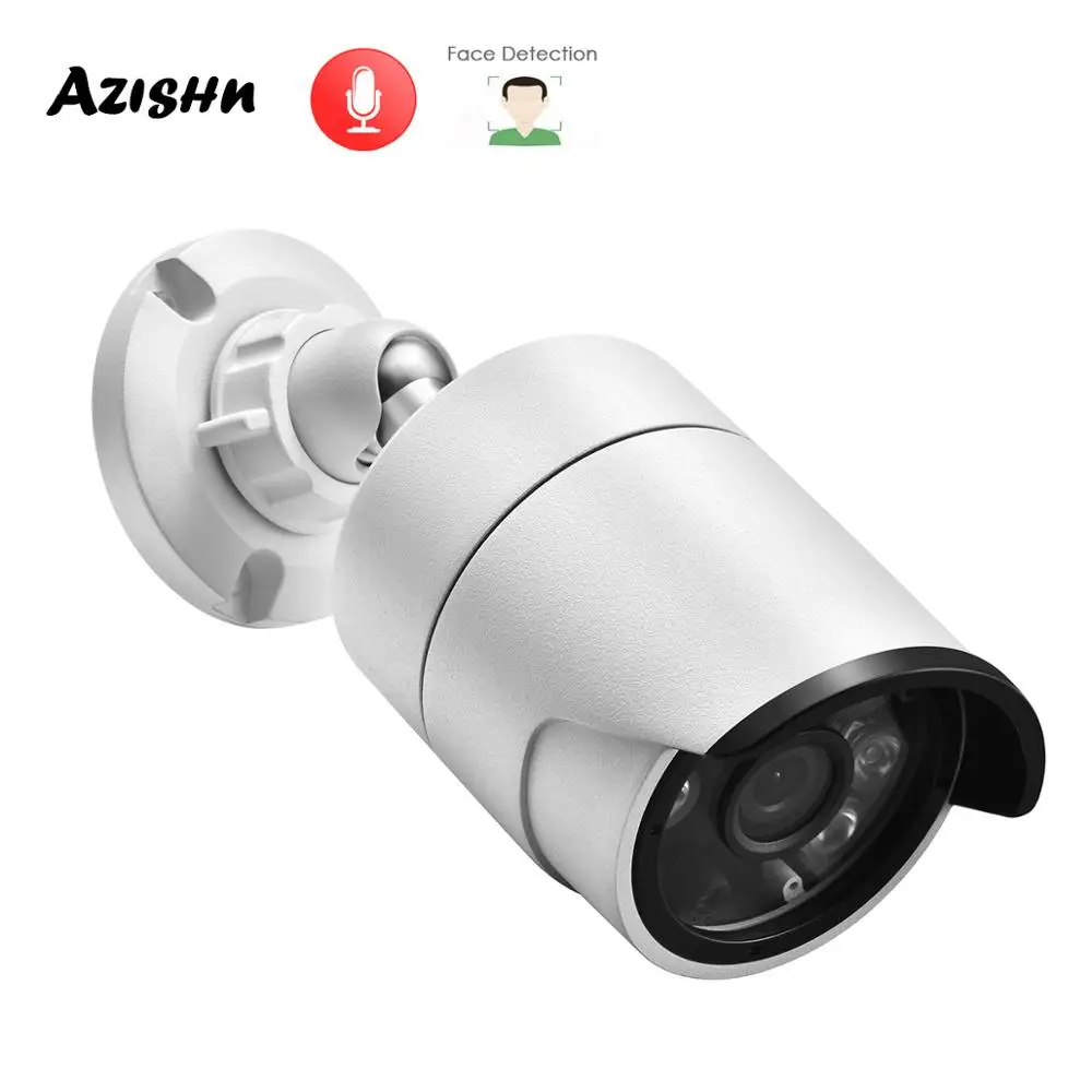 AZISHN H.265+ 5MP SONY IMX335 Security Audio IP Camera Metal IP66 Outdoor POE DC CCTV Cam P2P Face Detection Z201615W5M-SN