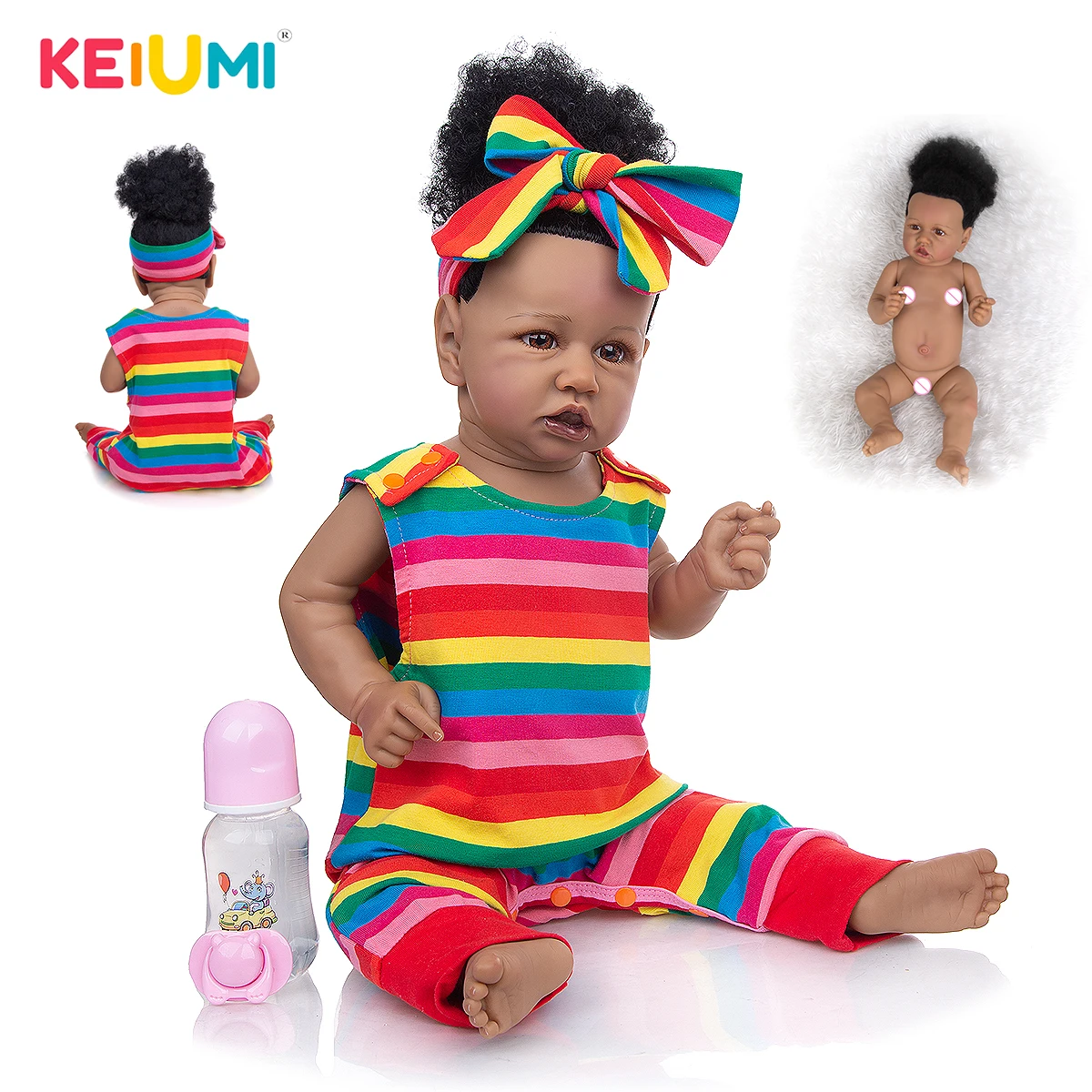 

KEIUMI Lovely 23 Inch Reborn Baby Doll Toys Realistic Full Silicone Reborn Doll For Girl Christmas Xmas Gift Bedtime Playmate