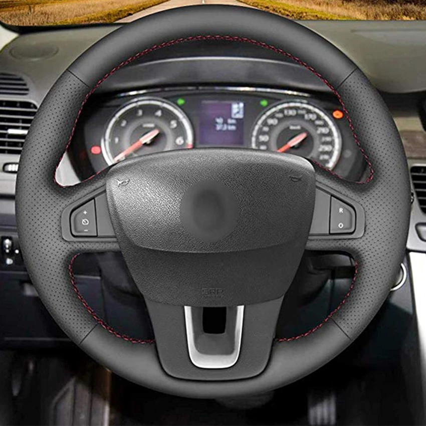 Hand-stitched Black Leather Car Steering Wheel Cover for Renault Laguna 3 Latitude Renault Samsung SM5 SM7 2009-2018