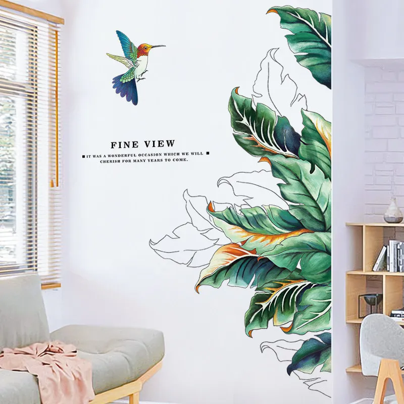 Creative Bird Plant Wall Stickers For Living Rooms Home Bedroom Wardrobe Wall Decoration Self Adhesive Vinyl Sticker Wallpapers