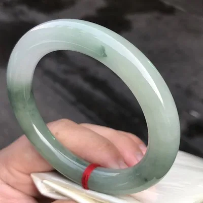 

AAAAA Natural Jade Jadeite Light Purple Floating Green Flower Round Bar Bangle Delicate Quality Bracelet Jewelry Accessories