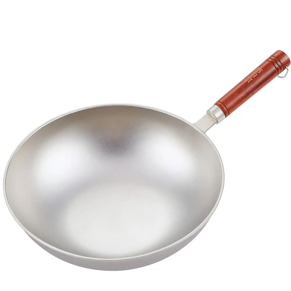 Titanium Pan Wok Non-Stick Pan Portable Round Bottom Wok Gas Stove Suitable For Titanium Alloy Pans