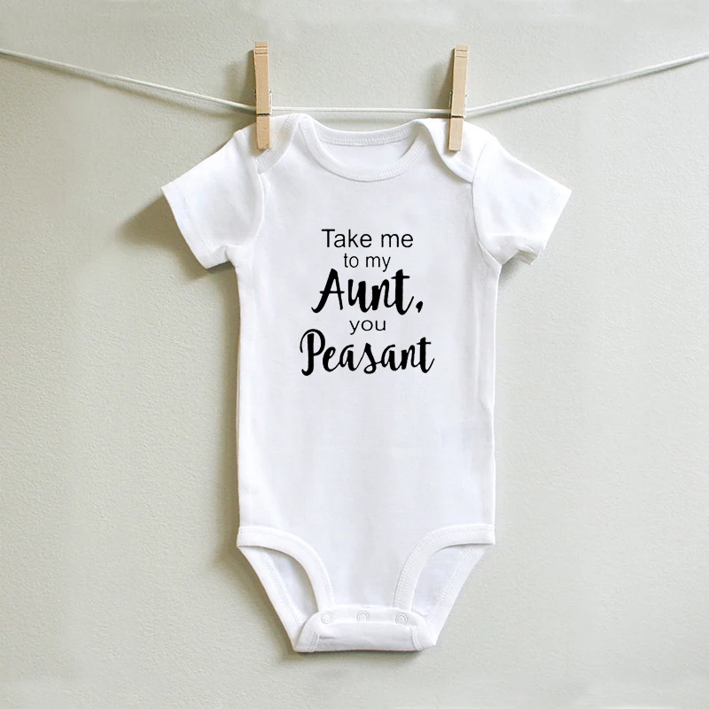 

Take Me To My Aunt Your Peasant Newborn Baby Funny Romper Infant Boys Girls Cotton Short Sleeve Clothes Baby Fashion Jumpsuit