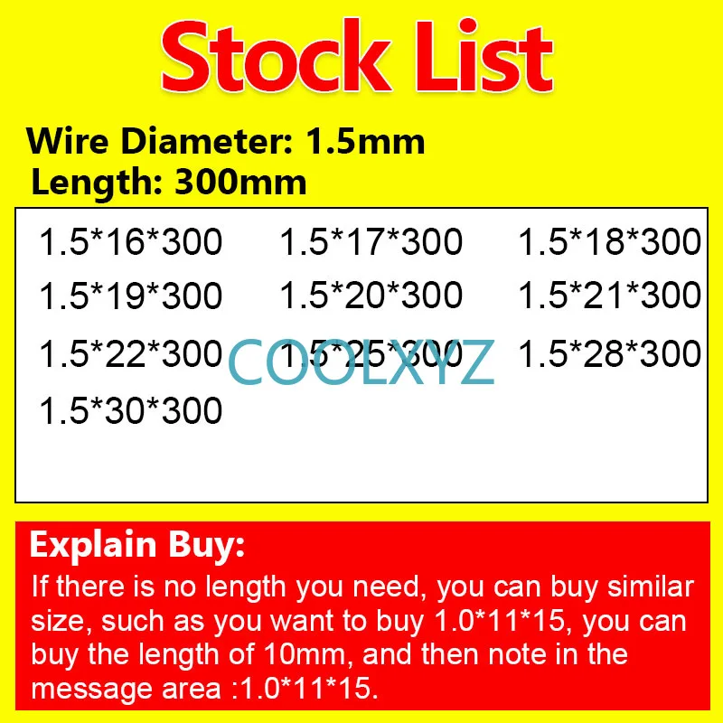 Compression Long Spring Return Strong Spring Y Type Pressure Long Spring Wire Diameter 1.5mm, Length 300mm, Diameter 16-30mm