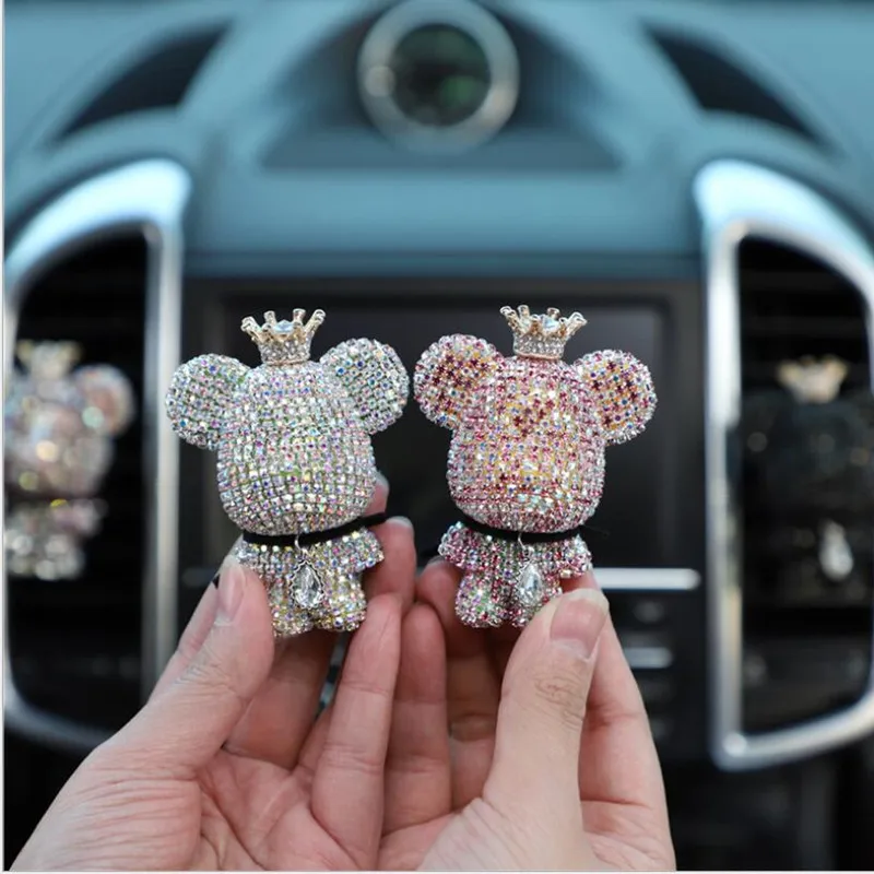 Creative crown diamond cute bear car violence bear fragrance perfume clip air outlet aroma car decoration air fresher cute