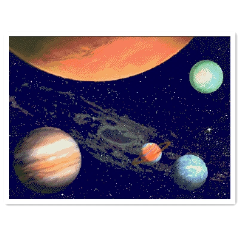 The Planets cross stitch package stars in sky 18ct 14ct 11ct deep blue embroidery DIY handmade needlework