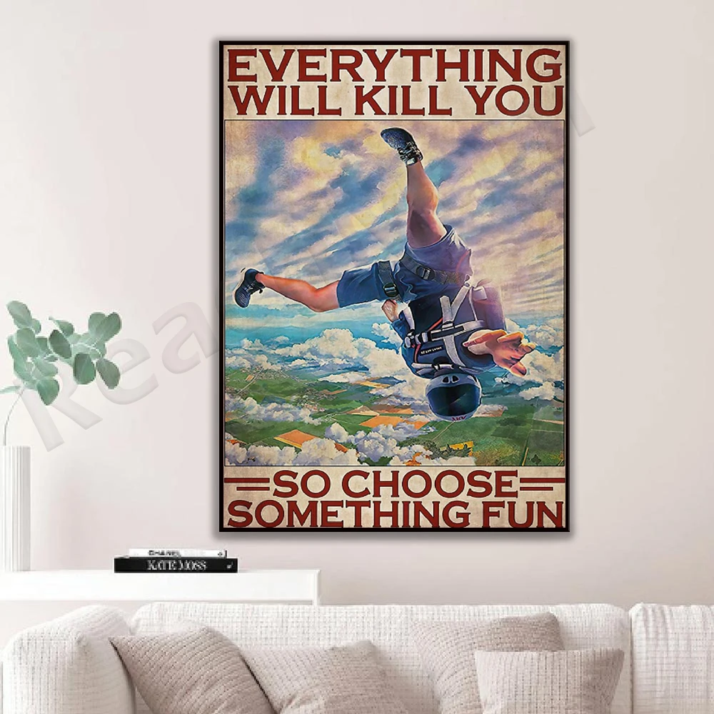 Parachute posters, life home decoration posters, parachute art, airborne posters, gifts for him, gifts for men