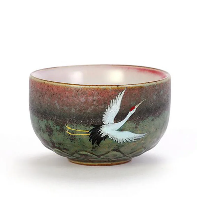 2pcs/set Handmade Crafts Drinking Supply Tea Cup Set Crane Master Cup Retro Ceramic Kungfu Teaware Drinkware
