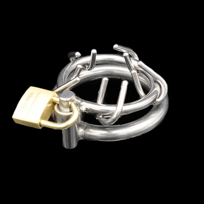 Stainless Steel Spiked chastity Cock Cage Lockable Sex Toys for Men Penis Cock Ring Sleeve Lock Male urethral Chastity Device