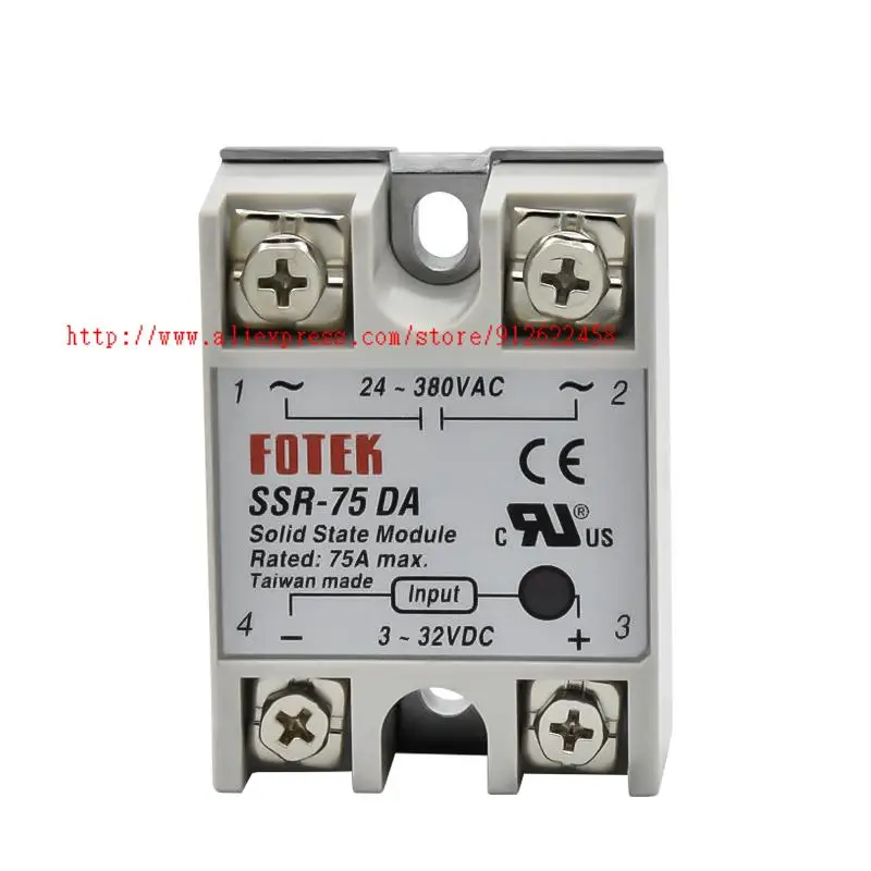 

10PCS SSR-75DA FOTEK Single-Phase Solid State Relay 75A DC control AC SSR75DA